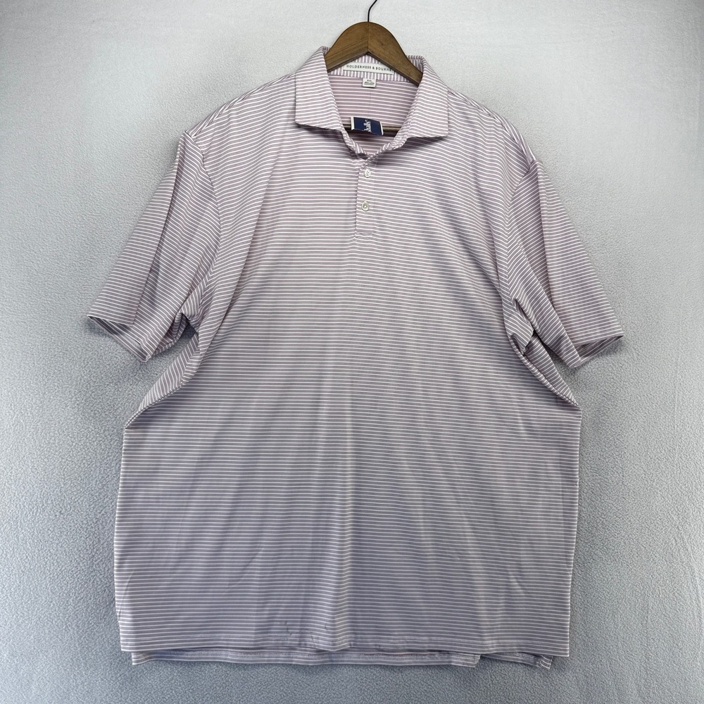 Holderness Bourne Polo Shirt Mens 2XL White Striped Tailored Golf Tech NEW